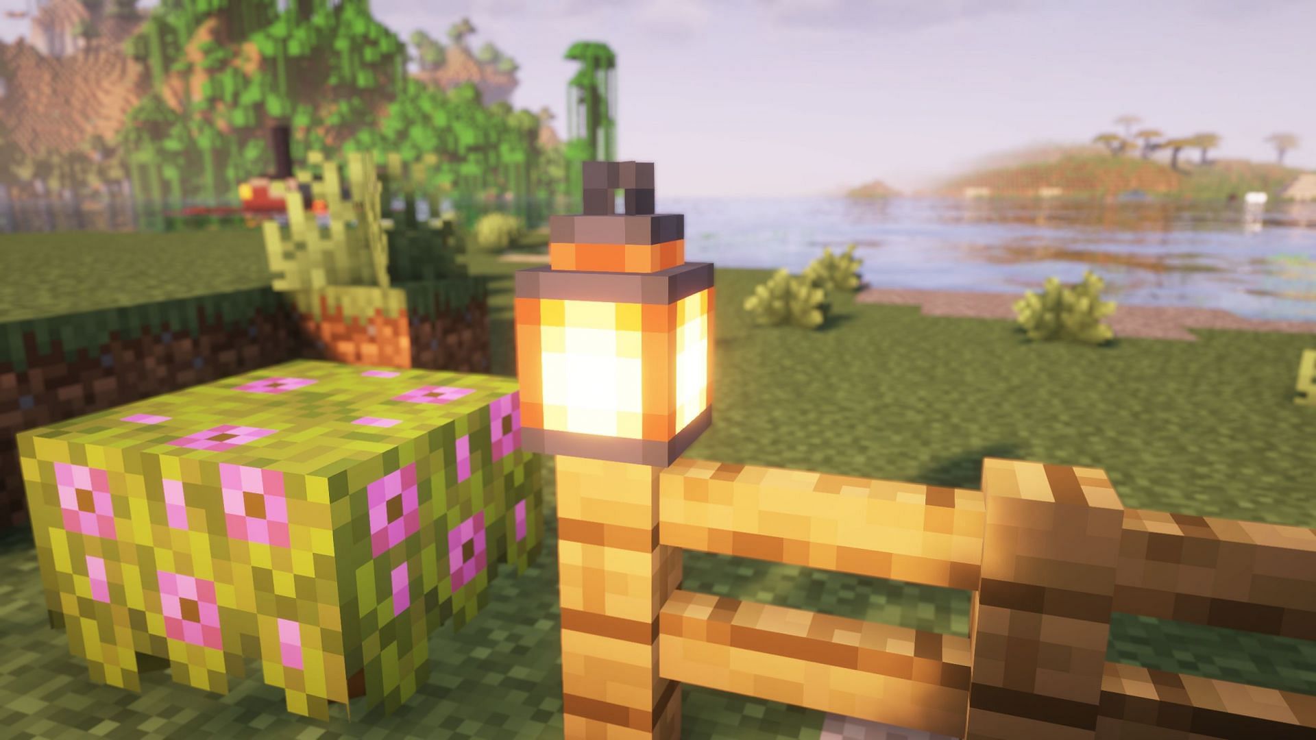 Place any kind of light source alongside the path (Image via Sportskeeda Gaming || Mojang Studios)